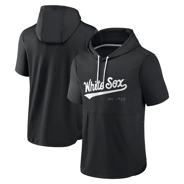 Men's Chicago White Sox Black Sideline Training Hooded Performance T-Shirt